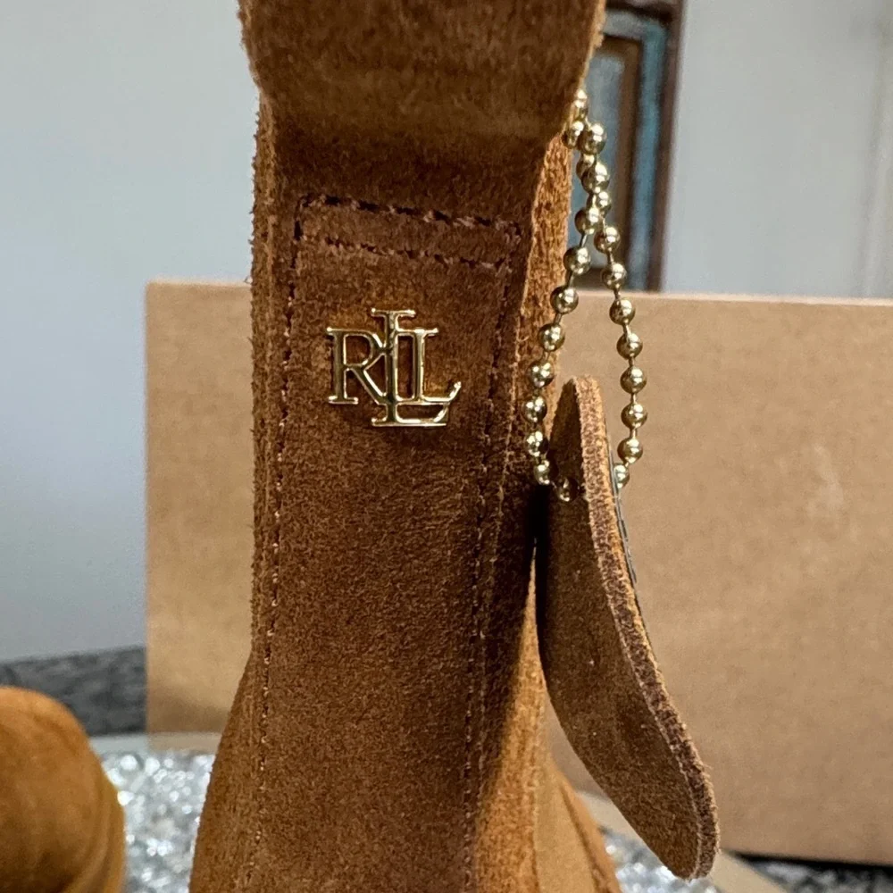 Ralph Lauren Suede Chelsea Lug Boot in whiskey Suede NEW 6